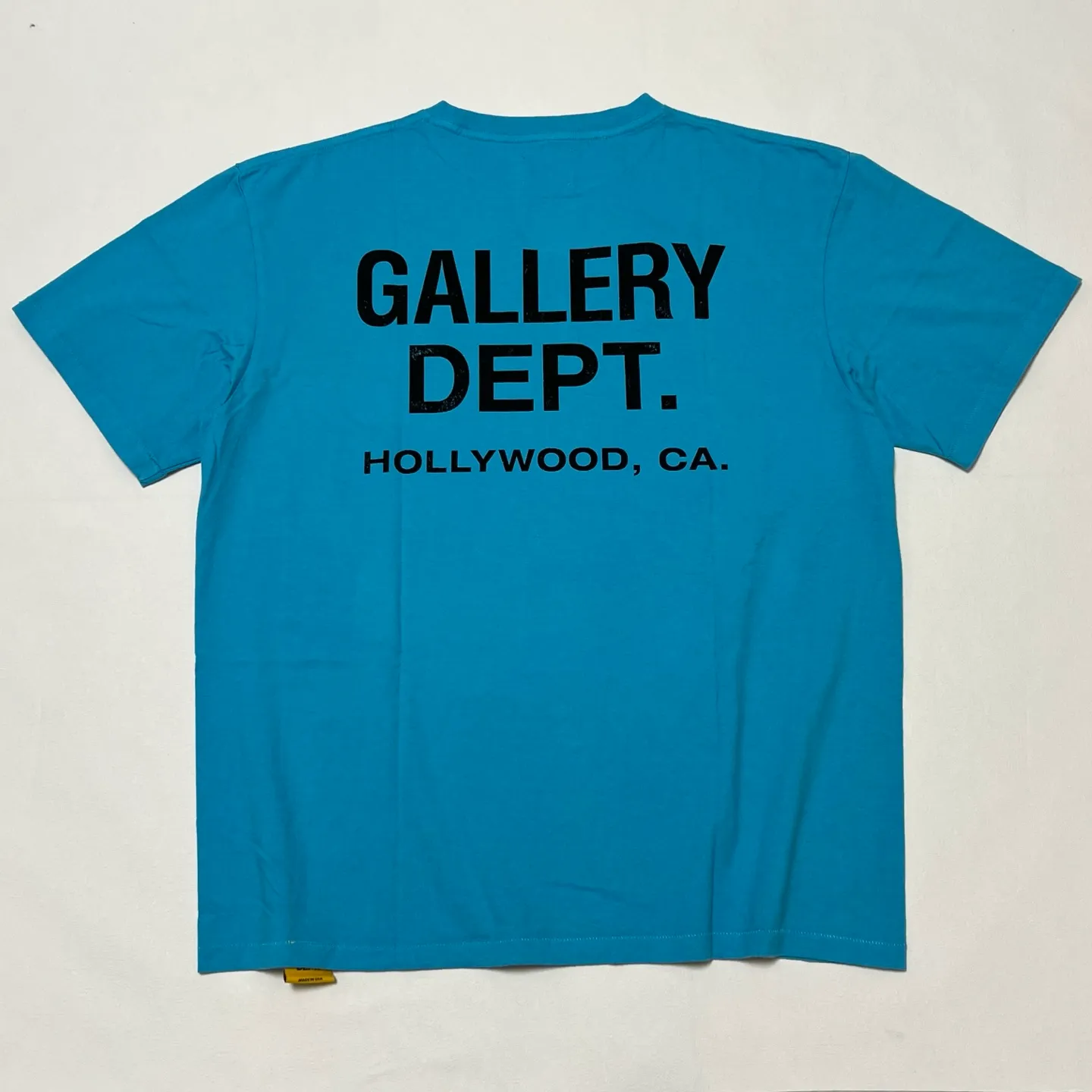 GALLERY DEPT. FRENCH TEE/LIGHT TEAL Lake Blue French Lake Blue S-XL Summer Dopamine Color American Retro Original Same OE Yarn Cone Fabric Garment Dyeing Printing Rewashed Water Distressing Simulates Natural Distressing Effect Correct Accessories Top Purchasing Level